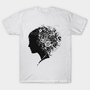 Paper cut Portrait of a girl in profile T-Shirt